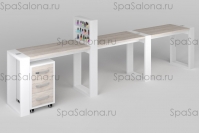 Предыдущий товар - Маникюрный стол с подставкой для лаков и тумбой "Matrix" трехместный